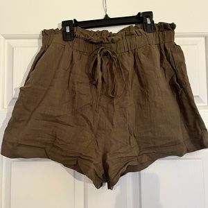SHEIN Army Green “Linen” Shorts